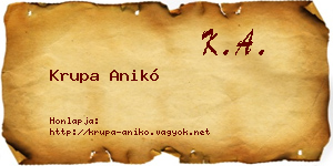 Krupa Anikó névjegykártya
